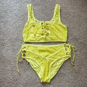 Yellow 2 piece bathing suit